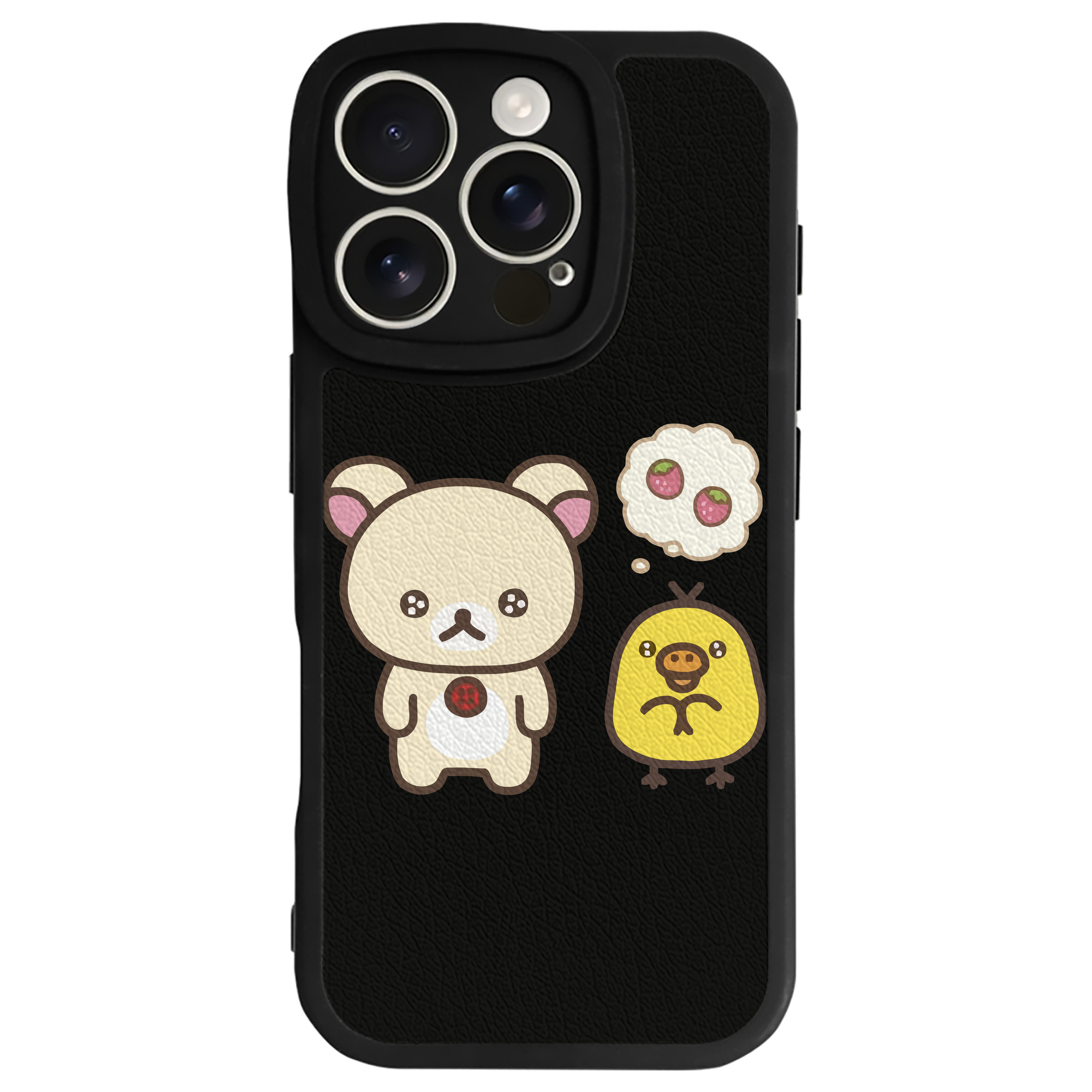 （画像用） リラックマ リラックマ キイロイトリ Rilakkuma Korilakkuma Kiiroitori 【iPhone 16シリーズ対応】シリコンスマホケース（レザー調） 材質：シリコン
